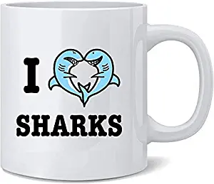 I Love Sharks Heart Cute Favorite Animal Great White Unique Personalised Design Creative Novelty Coffee Mug Ceramic Mug Gift For Birthday/Christmas