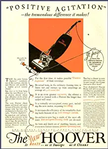 Positive Agitation in 1927 Hoover Vacuum Cleaner Advertisement Original Paper Ephemera Authentic Vintage Print Magazine Ad/Article