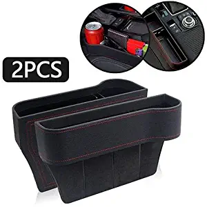 PU Leather seat Console Storage Box,Car Seat Gap Filler, for Cellphone Wallet Coin Key (2 Pieces)