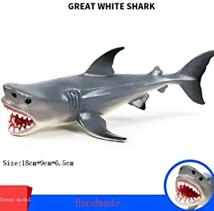 PETRLOY Simulation White Shark Figures Ornament Toys，Funny Kids Toys，DIY Handmade Shark Toy Models for Parent-child Games，Home Decoration Crafts Ornaments Durable Plastic (18 cm x 9 cm x 6.5 cm)
