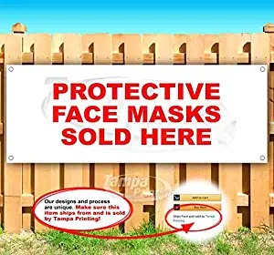 Protective Face Mask Sold Here 13 oz Heavy Duty Vinyl Banner Sign with Metal Grommets, New, Store, Advertising, Flag, (Many Sizes Available)