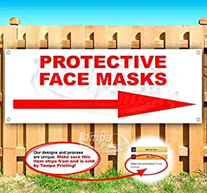 Protective Face Mask Right Arrow 13 oz Heavy Duty Vinyl Banner Sign with Metal Grommets, New, Store, Advertising, Flag, (Many Sizes Available)