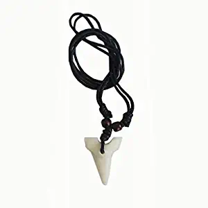 Davitu Wholesale 12pcs White Shark Tooth Sharks Teeth Pendant Imitation Yak Bone Necklace