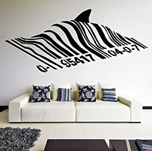 Bluegiants Vinyl Wall Statement Family DIY Decor Art Stickers Home Decor Wall Art Barcode Shark, Fish Bar Code Graffiti Street for Living Room Bedroom