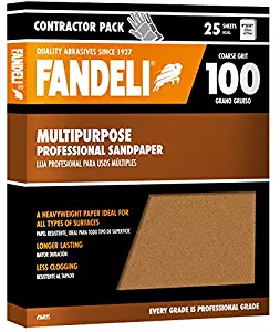 Fandeli 36025 100 Grit Multipurpose Sandpaper Sheets, 9"x 11", 25-Sheet