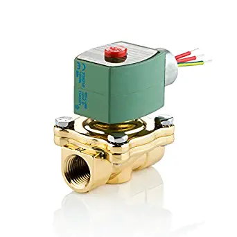 ASCO 8210G002-120/60,110/50 Brass Body Pilot Operated General Service Solenoid Valve, 1/2" Pipe Size, 2-Way Normally Closed, Nitrile Butylene Sealing, 5/8" Orifice, 4 Cv Flow, 120V/60 Hz, 110V/50 Hz