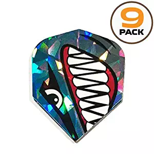 Art Attack 9 Pack Harrows Hologram Angry Ocean Shark 75 Micron Strong Dart Flights