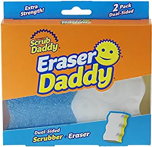 Scrub Daddy- Eraser Daddy - Dual Sided Water Activated Scrubber & Eraser, FlexTexture, Soft in Warm Water, Firm in Cold, Multi-Surface, Deep Cleaning, Easy Grip, Ergonomic 2ct- 2 pck