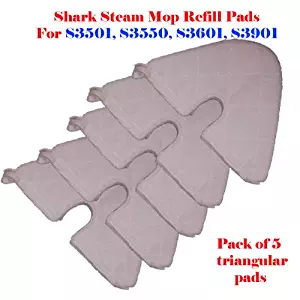 Standard Size (12.5" X 7.5") / Large Xl (16.5" X7.5") / Triangular (11" X7") Steam Mop Replacement Pocket Pads for Euro-pro Shark S3501 S3601 S3901 S3550 Se450 Refill (5, Triangular (11" x7"))