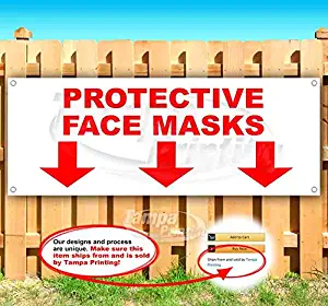 Protective Face Mask Down Arrow 13 oz Heavy Duty Vinyl Banner Sign with Metal Grommets, New, Store, Advertising, Flag, (Many Sizes Available)