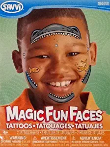Temporary Tattoos ~ Shark Face Magic Fun Faces ~ 2 Sheets