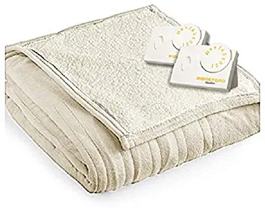 Pure Warmth MicroPlush Sherpa Electric Heated Blanket King Linen
