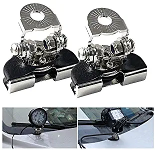 LED Light Bar Mounting Bracket Clamp Piller Holder Car Auto Offroad Excavator Truck Sedan Saloon Off Road Hood Engine Cover Bonnet Stainless Steel Material 2PCS Universal