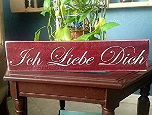 Prim and Proper Decor Ich Liebe Dich (Choose Color) German I Love You 18x4 Custom Handmade Welcome Deutsch Door Wall Wood Sign