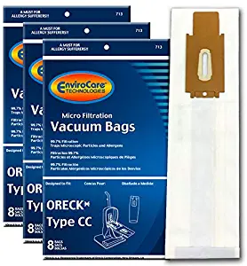 EnviroCare Replacement Vacuum bags for Oreck Type CC, XL. Fits All XL7, XL21, 2000's, 3000's, 4000's, 8000's, 9000's series model Upright Vacuum Cleaners 24 Bags