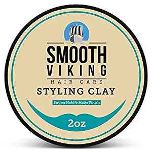 Hair Clay for Men, Best Pliable Molding Cream with Strong Hold & Matte Finish, Product for Modern Hairstyles- 2 OZ, Smooth Viking