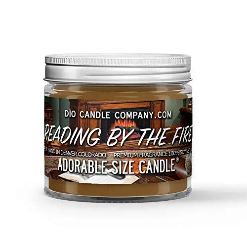 Reading by the Fire Candle - Roasted Chestnuts - Clove - Vanilla Wood Stove Scented - Made with 100% Vegan Soy Wax and Premium Fragrance - Available in 3 Adorable Sizes and Wax Tart