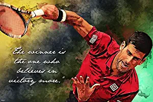 Famous Serbian Tennis Player Poster The One who Believes in Victory Quote 24x36 Home Decor Print