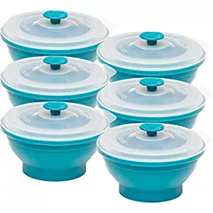 Collapse-it Silicone Food Storage Containers - BPA Free Airtight Silicone Lids, 6 Piece Set of 2-Cup Collapsible Lunch Box Containers - Oven, Microwave, Freezer Safe