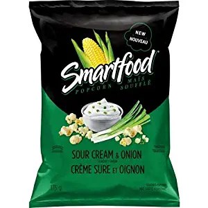 Frito Lay Smartfood Sour Cream & Onion Ready to Eat Popcorn, 175g/6.2oz. (Imported from Canada)