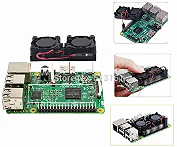 20pcs Gdstime Ultimate Raspberry Dual Fan Heatsink Cooler Double Cooling Fan For Raspberry Pi 3/2/ NESPI Case