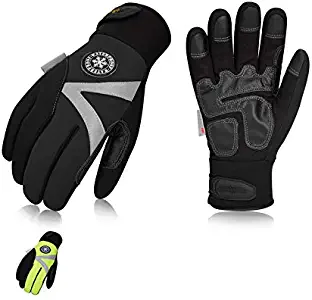 Vgo 2Pairs -4℉ or above 3M Thinsulate C100 Lined High Dexterity Touchscreen Synthetic Leather Winter Warm Work Gloves, Waterproof Insert (Size M, Black,Fluorescent Green,SL8777FW)