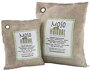 MOSO NATURAL Air Purifying Bag. Bamboo Charcoal Air Freshener, Deodorizer, Odor Eliminator, Odor Absorber for Cars and Home. 200g 500g Natural Color