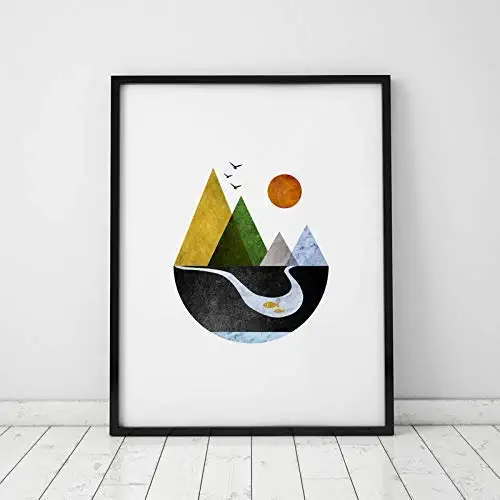 Scandinavian Art Mountains Art Print Minimal Home Decor Wall Print Geometric Art Minimalist Art Modern Wall Art Abstract Wall Art 8x10 inch No Frame