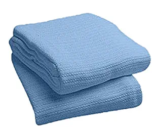 Elaine Karen Deluxe 100% Cotton Thermal Blanket, Blue