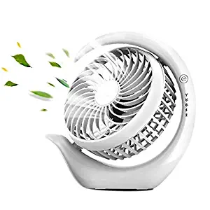osunlin Portable Rechargeable Fan, Mini USB Fan with 3600mAh Battery, Personal Cooling for Traveling Hiking Fishing Camping or Desktop, 3 Speeds, with LED Light(4 Inch, White)