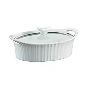 Corningware French White III Oval Casserole with Glass Cover, 1.5-Quart
