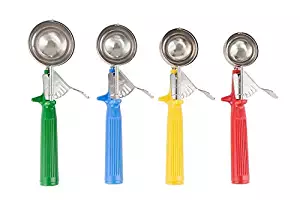 Stainless Steel Ice Cream Scoop Disher 4-Piece Color Handle Set – 12, 16, 20, 24 Scoop