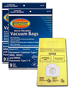 EnviroCare Replacement Vacuum Bags for Kenmore Canister Type C or Q 50555, 50558, 50557 and Panasonic Type C-5 18 Pack