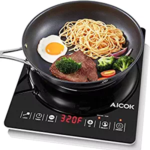 Aicok Induction Cooktop Countertop Burner Smart Sensor Touch Induction Cooker with Counter-down Timer and Kids Safety Lock, 15 Temperature and Power Settings, Black