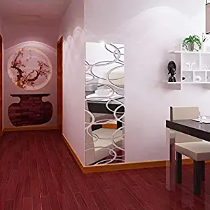 Home Decor，Wall Stickers DIY Modern Acrylic Plastic 3D Mirror Sticker Ar-hall Bedroom(Silver)
