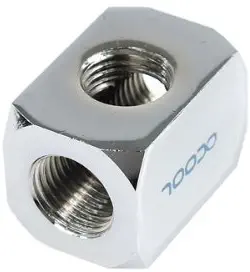 Alphacool 17029 HF Connection Terminal TEE T-Piece Round, G1/4 - Chrome Water Cooling Fittings