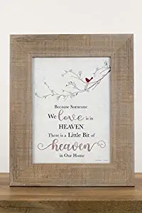 New Because Someone You Love is in Heaven Home Cardinal Neutral Beige Grey Decor Sign Framed Art 13x16 (Sandalwood Frame)