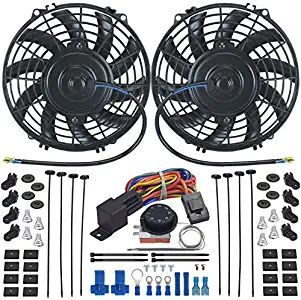 American Volt Dual Reversible 12V Electric Engine Radiator Cooling Fan & Adjustable Thermostat Switch Kit (9" Inch)