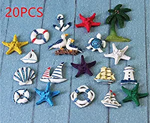 URToys 20Pcs/lot Resin Refrigerator Magnets Mediterranean Sea Style Boat Star Shell Fish Magnetic Stickers Memo Holder Home Decoration Gift