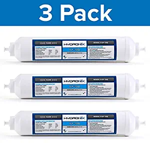 Hydronix 3 Pack ICF-10Q Inline Reverse Osmosis Post, Fridge & Ice Coconut GAC Water Filter 2000 Gal, 1/4" QC Ports