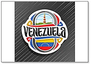 Venezuela, Lighthouse in Punta Zaragoza with Venezuelan Flag Classic Fridge Magnet