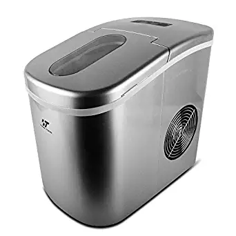 YONGTONG Ice Maker, Countertop Automatic Portable Icemaker Machine, Producing 26Lbs(12Kg) per Day, with 2 Selectable Cube Sizes, with Easy-Touch Buttons, 2.2L(2.3QT) Capacity (Silver)