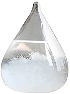 Pawaca New Transparent Crystal Water Drop Weather Forecast Bottle Storm Glass Liquid Wood Base Ornament Home Wedding Decor Craft Gift (Model B)