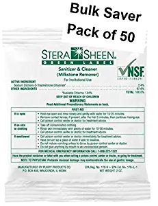 Stera-Sheen Sanitizer | 50 x 2 oz Packets | Green Label Food Grade Cleaner & MilkStone Remover | SSG1002 by Purdy Products | FDA Approved | Non-Corrosive Cleaner | Clean Soft Serve & Gelato (50)