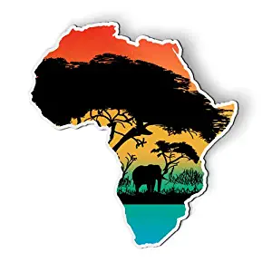 AK Wall Art Africa Colorful Continent Shape Wild Nature - Magnet - Car Fridge Locker - Select Size