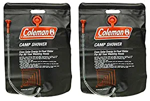 Coleman (2) New 5 Gallon PVC Solar Heated Water Camp Showers - with On/Off Valve