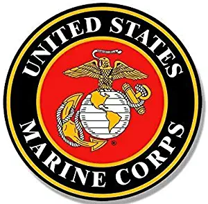 MAGNET 4x4 inch Red Yellow and Black Marine Corps Logo Sticker (USMC insignia emblem) Magnetic vinyl bumper sticker sticks to any metal fridge, car, signs