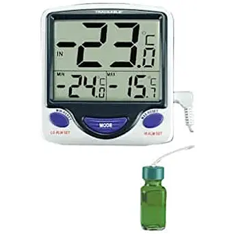 Digi-Sense Calibrated Jumbo Fridge/Freezer Digital Thermometer, Bottle Probe