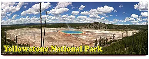 Yellowstone Grand Prismatic Geyser panoramic fridge magnet Wyoming travel souvenir