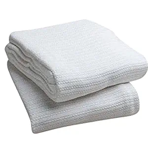 Elivo 100% Cotton Hospital Thermal Blankets - Open Weave Cotton Blankets - Breathable and Prevent Overheating - Soft, Comfortable and Warm - Hand and Machine Washable - 3 Pack